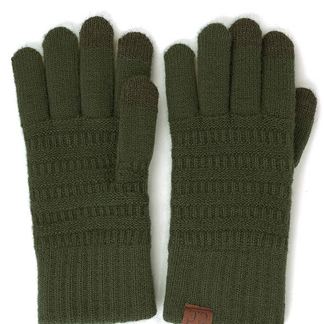 C.C Solid Ribbed Knit Glove