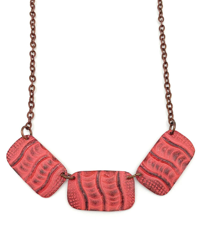 Copper Patina Necklace - Coral Waves