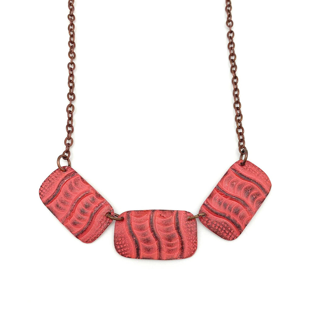 Copper Patina Necklace - Coral Waves