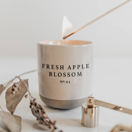 Fresh Apple Blossom 12 Oz Soy White Stoneware Candle