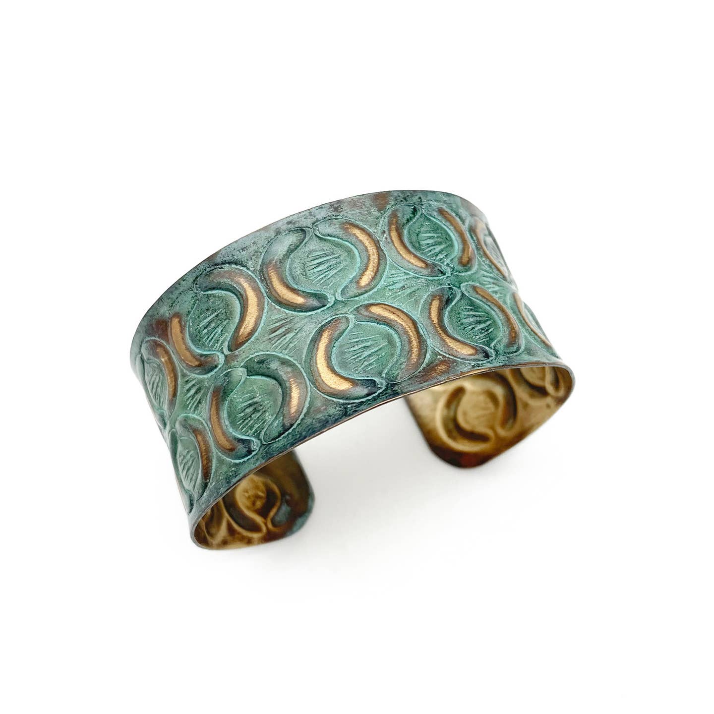 Brass Patina Bracelet - Turquoise with Brass Crescents