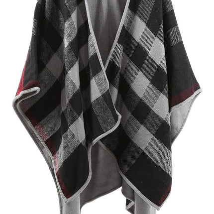 Check Pattern Ruana Shawl Wrap
