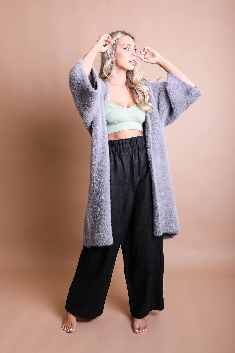 Luxe Winter Faux Mohair Knit Cardigan