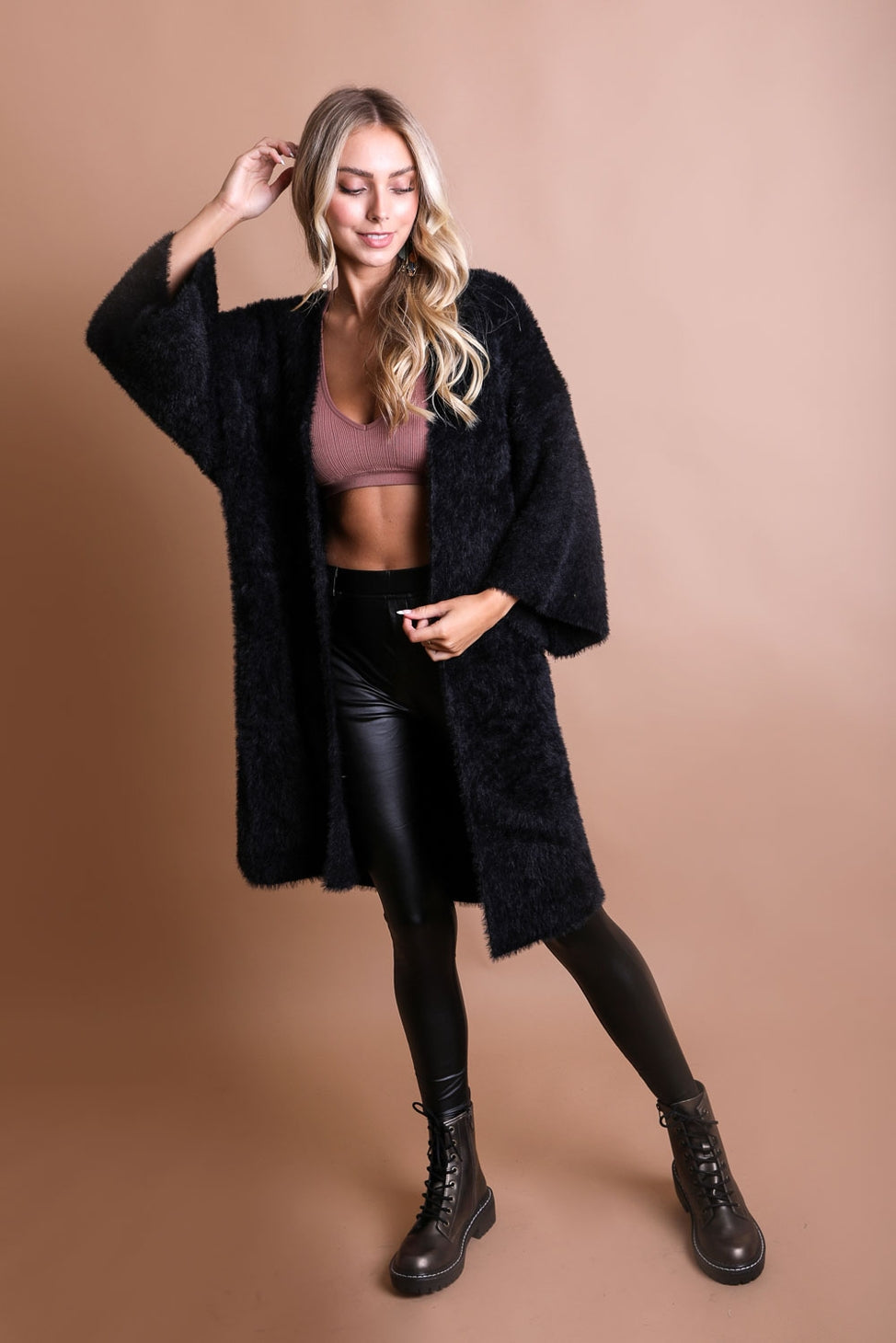 Luxe Winter Faux Mohair Knit Cardigan
