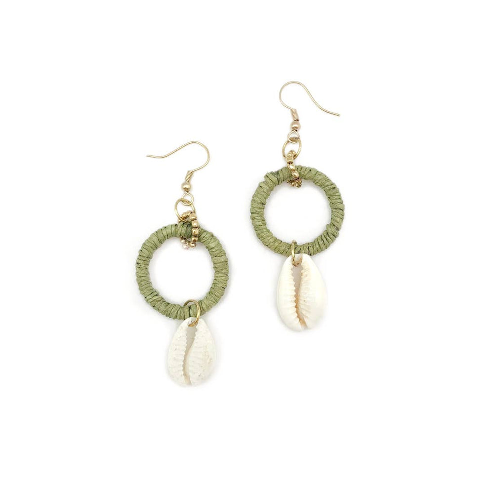 Sachi Calming Sage Collection Earrings - Ring, Cowrie Shell