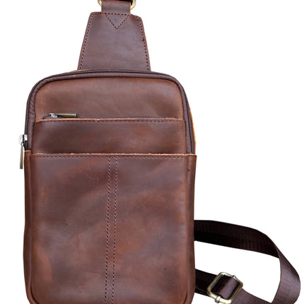 ROMA Crazy Horse Leather Crossbody Sling Travel Bag