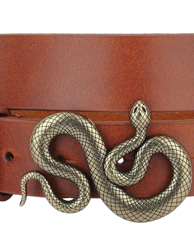 Snake Buckle Leather Belt