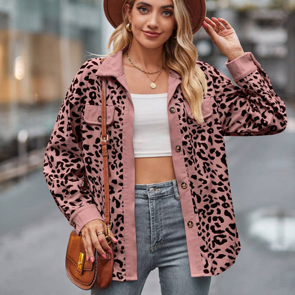 Leopard Print Shacket Button Up Long Sleeve Jacket