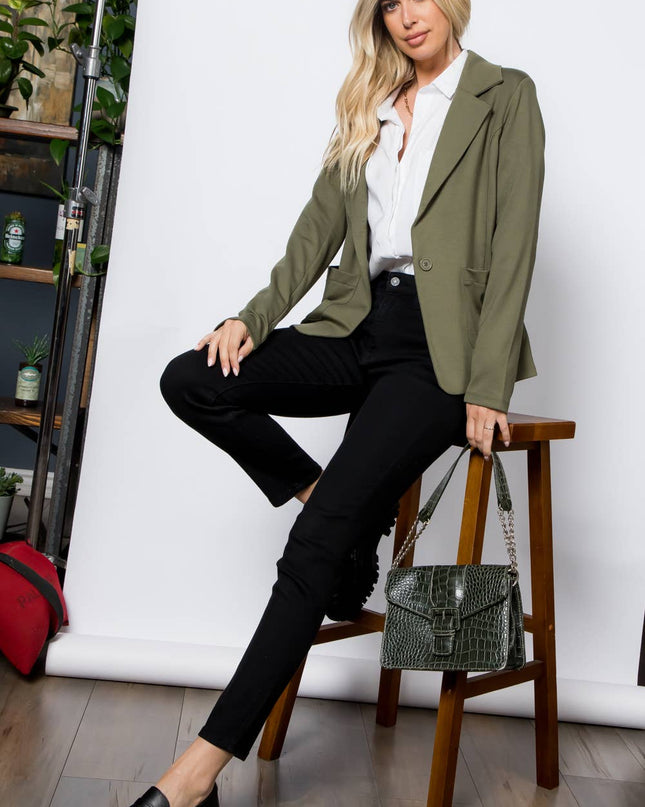STOOSH Ponte One Button Front with Patch Pocket Blazer