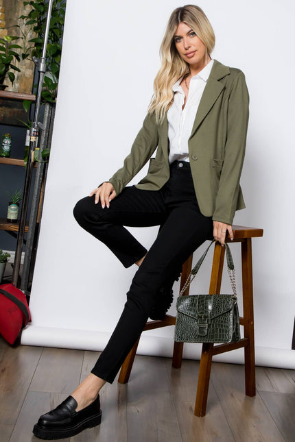 STOOSH Ponte One Button Front with Patch Pocket Blazer