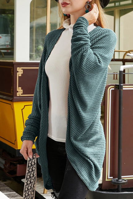 NINEXIS Casual Open Front Waffle Knit Long Cardigan