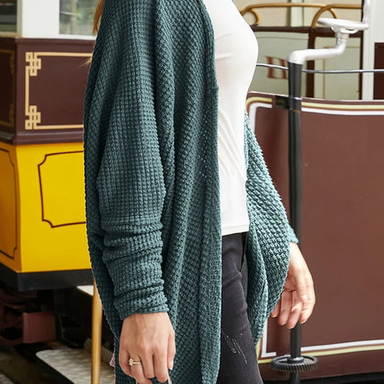 NINEXIS Casual Open Front Waffle Knit Long Cardigan