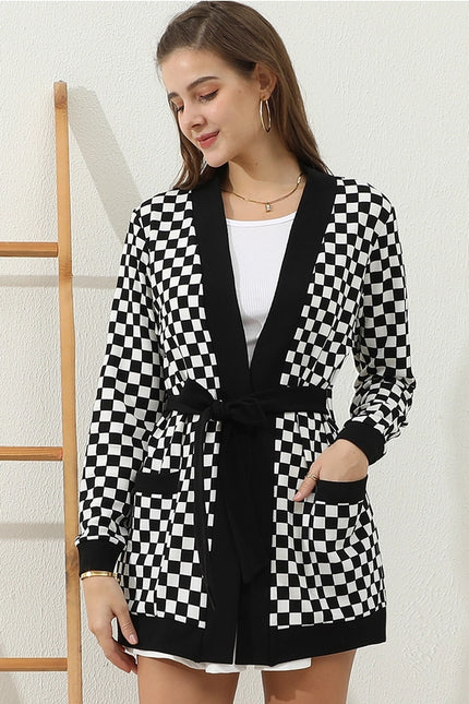NINEXIS Long Sleeve Tie Cardigan