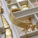 Karine Sultan Gold and Beige Enameled Bangle