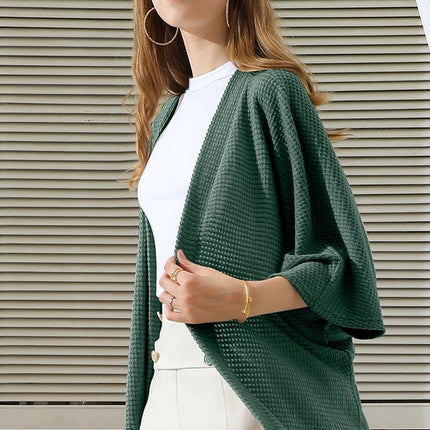 NINEXIS Batwing Sleeve Waffle Knit Cardigan