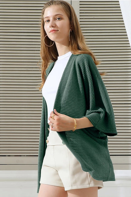 NINEXIS Batwing Sleeve Waffle Knit Cardigan