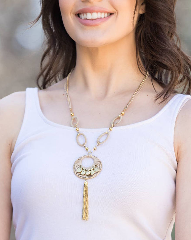 Sachi Bohemian Neutrals Collection Necklace - Chain Tassel