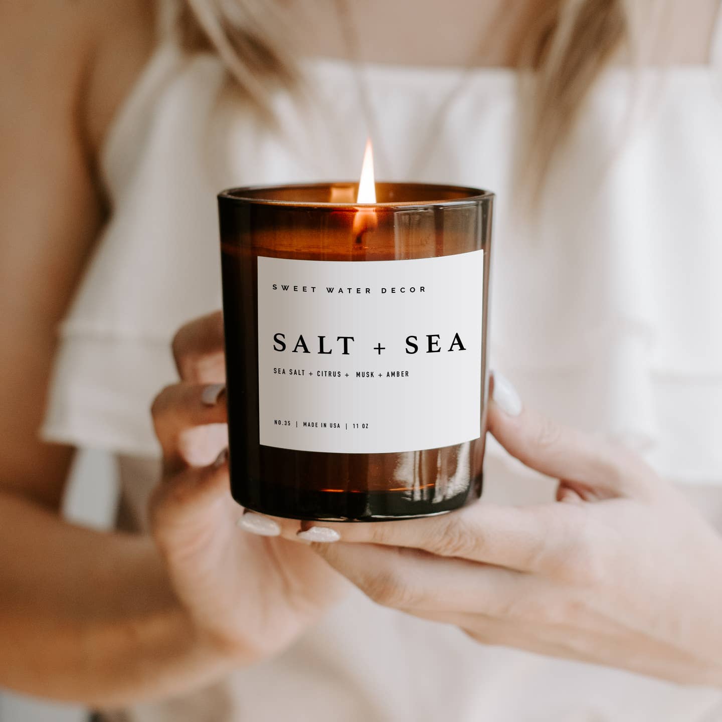 Salt & Sea 11 Oz Soy Amber Glass Candle