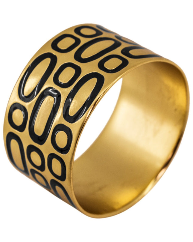 Karine Sultan Gold and Black Geometric Pattern Bangle