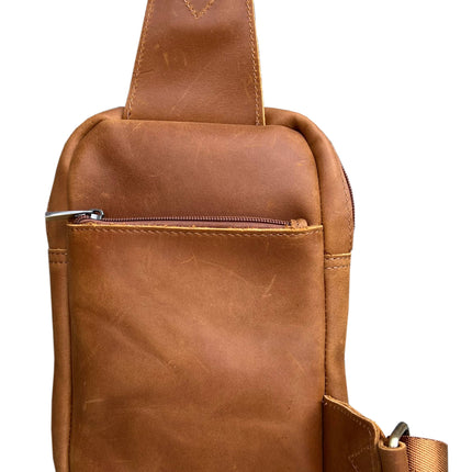 ROMA Crazy Horse Leather Crossbody Sling Travel Bag