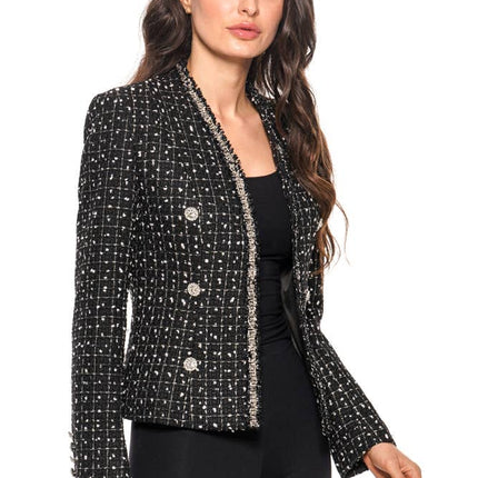 ADORE Pearl Tweed Blazer Jacket (Black/White)