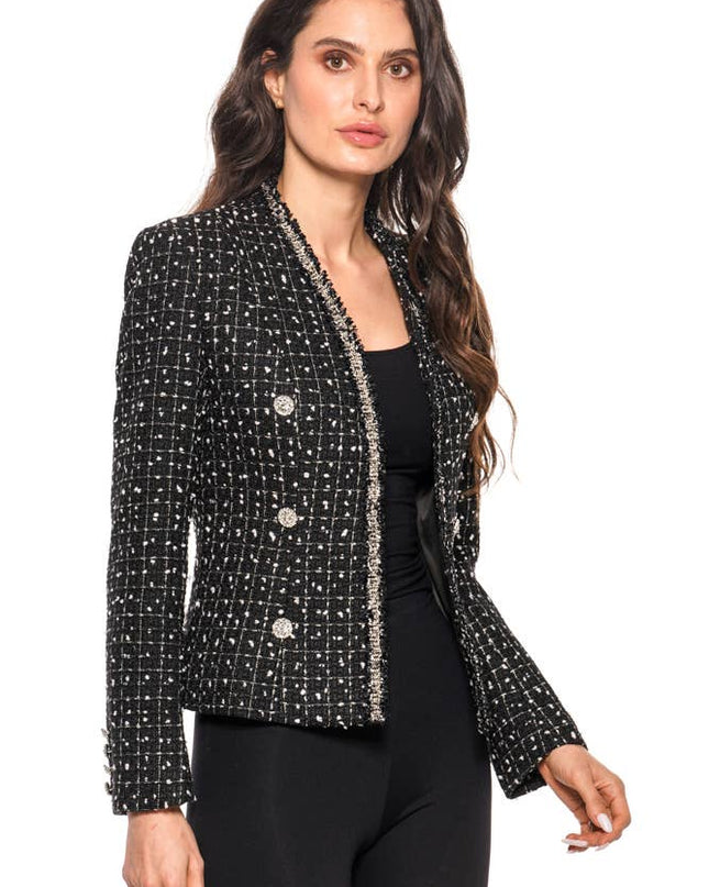 ADORE Pearl Tweed Blazer Jacket (Black/White)