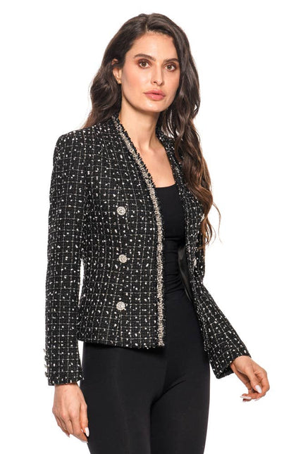 ADORE Pearl Tweed Blazer Jacket (Black/White)