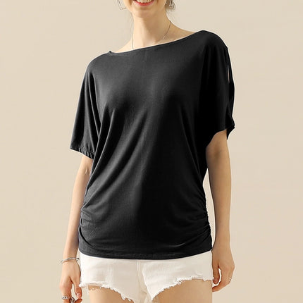NINEXIS Plus Size Dolman Short Sleeve Boat Neck Tee