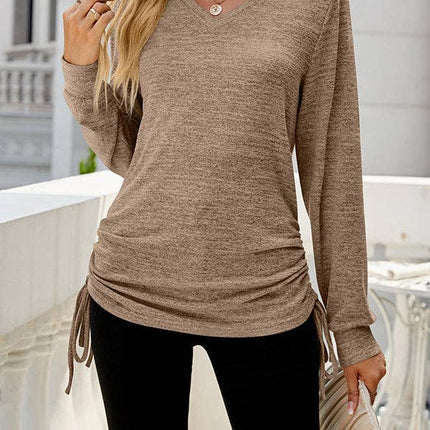 LONG SLEEVES DRAWSTRING TIED TEE SHIRT