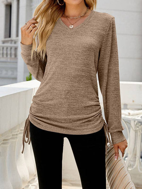LONG SLEEVES DRAWSTRING TIED TEE SHIRT