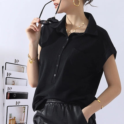 NINEXIS Johnny Collars Button Short Sleeve Top