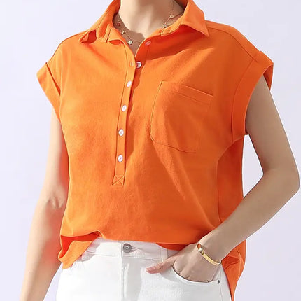 NINEXIS Johnny Collars Button Short Sleeve Top