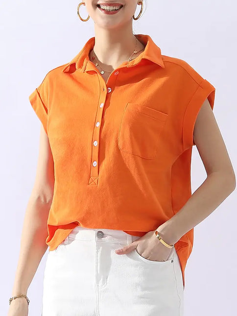 NINEXIS Johnny Collars Button Short Sleeve Top
