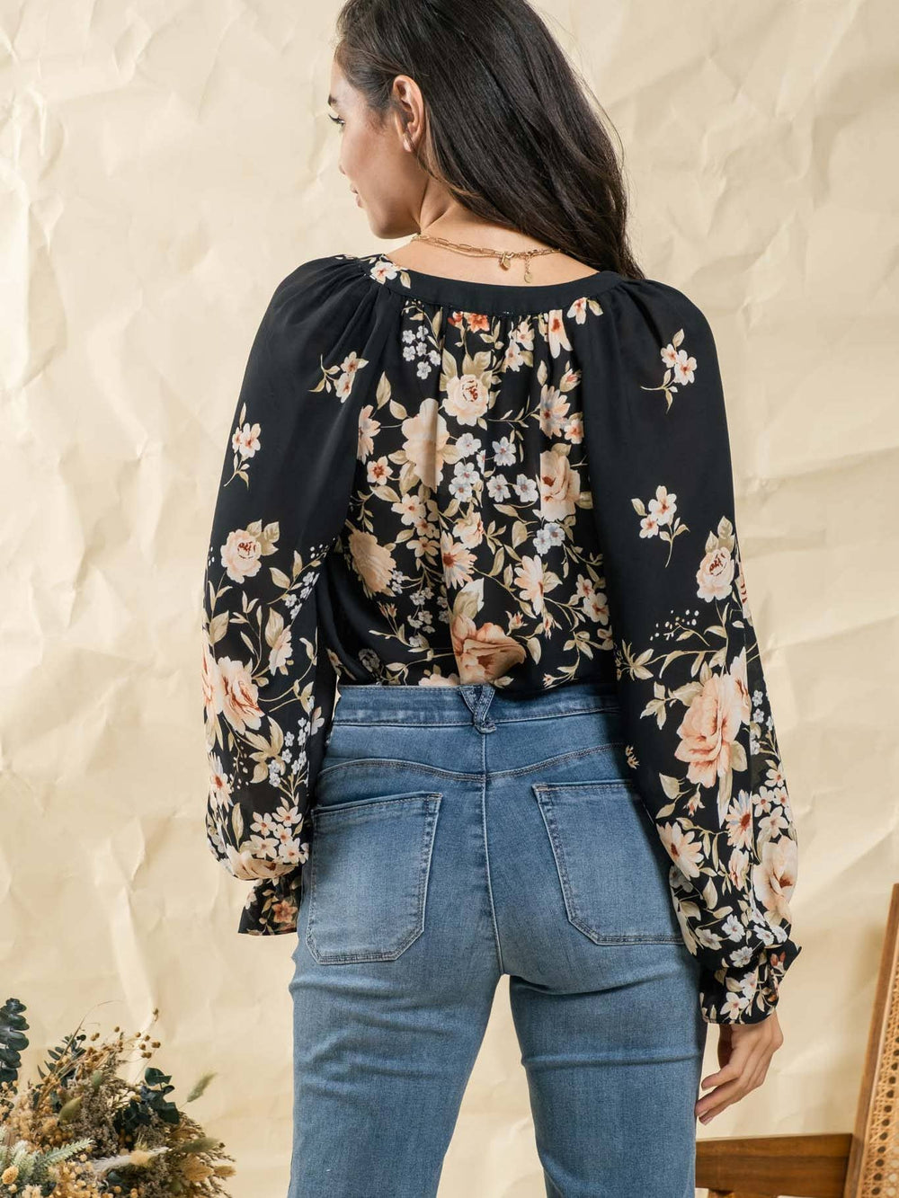 Floral Bishop Sleeve Top