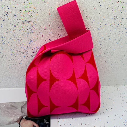 CONTRAST COLOR WOVEN HANDBAG