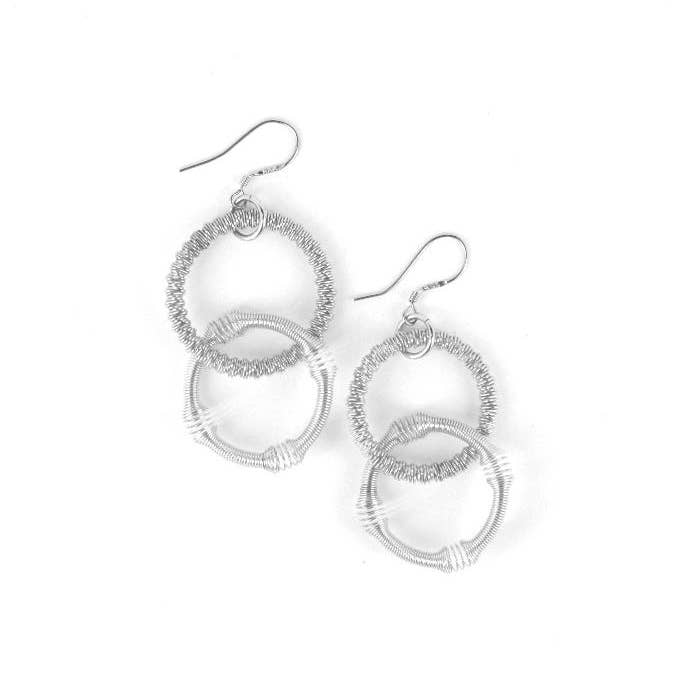 Sea Lily Small Silver Double Loop Earring