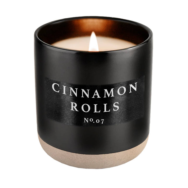 Cinnamon Rolls 12 Oz Soy Black Stoneware Candle