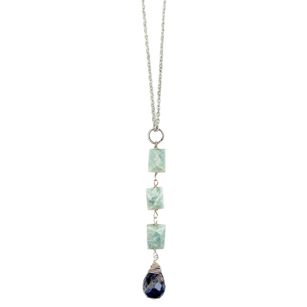 Banjara Cascading Stones Necklace - Amazonite, Lapis