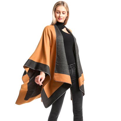 PRETTY PERSUASIONS Hollyn Reversible Cape Wrap - Ginger