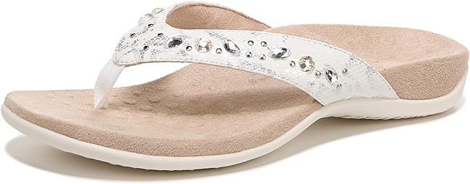 Vionic Lucia Thong Sandal (Women's) - White Leopard