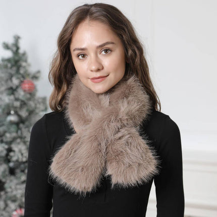 SOLID FAUX FUR PULL THROUGH SCARF