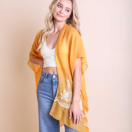 Floral Embroidered Stitch Kimono