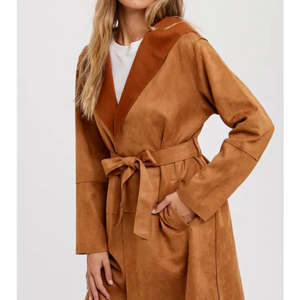 VEGAN SUEDE HOODED JACKET