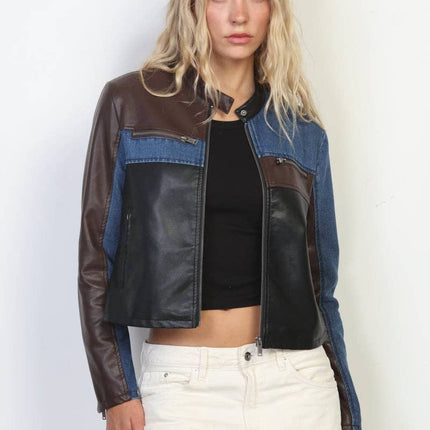 STOOSH Color Block Moto Jacket