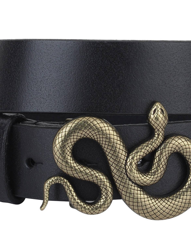 Snake Buckle Leather Belt