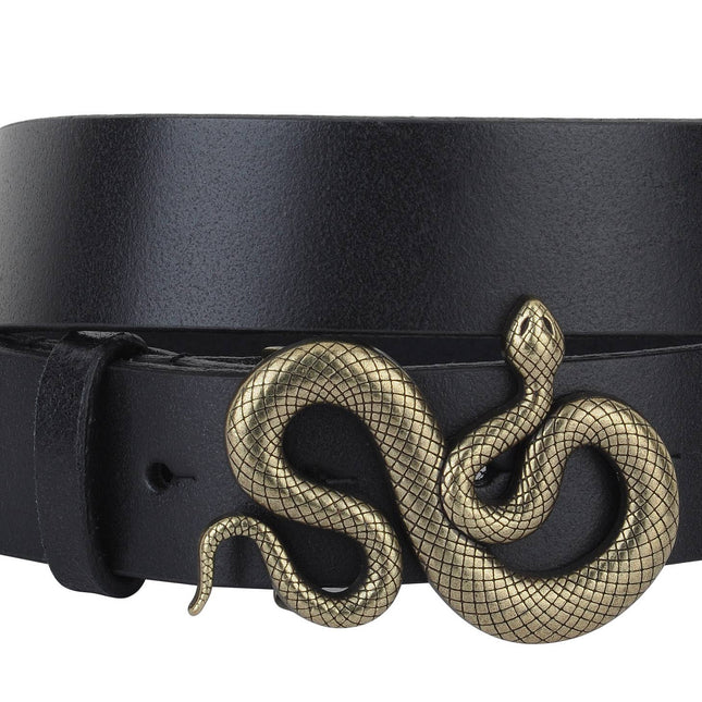 Snake Buckle Leather Belt