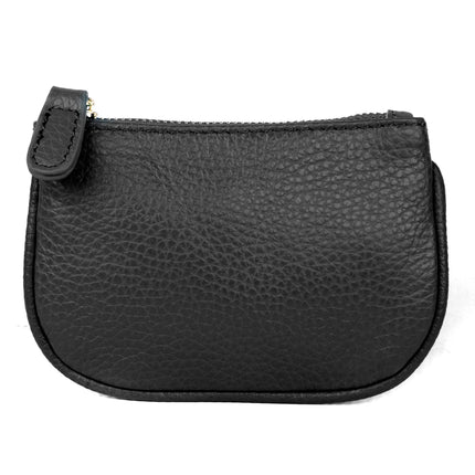 ROMA Cowhide Leather Coin Purse - Black