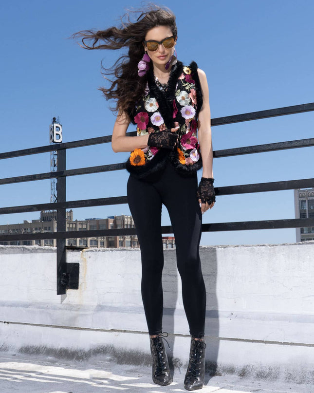 ADORE Floral Faux Fur Vest