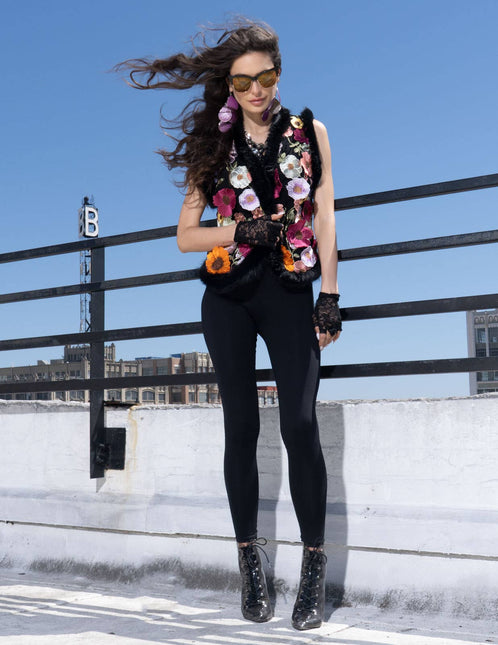 ADORE Floral Faux Fur Vest