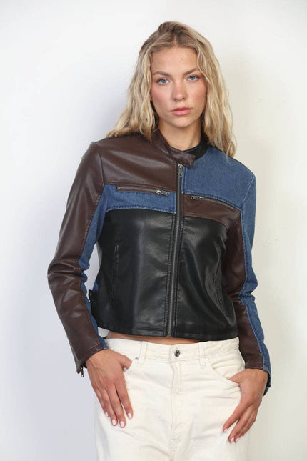 STOOSH Color Block Moto Jacket